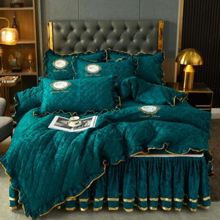 91家纺网 家纺一手货源 找家纺 总 恋尚新款大豆蛋白棉天鹅绒夹棉床笠加床裙拉链可脱卸床裙-居里夫人