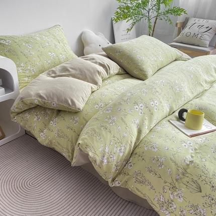 91家纺网 家纺一手货源 找家纺 寐时代 2023新款有氧提花双层纱四件套 仙草