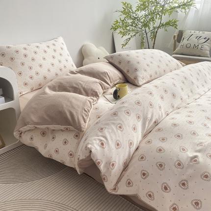 91家纺网 家纺一手货源 找家纺 寐时代 2023新款有氧提花双层纱四件套 心意