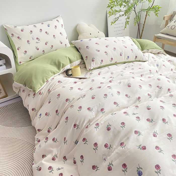 91家纺网 家纺一手货源 找家纺 （总）寐时代 2023新款有氧提花双层纱四件套