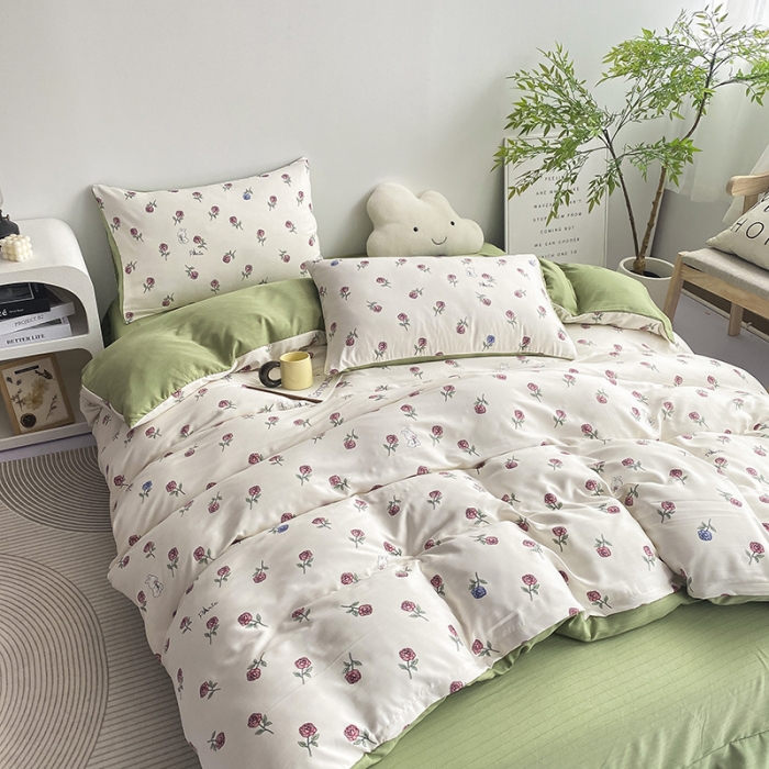 91家纺网 家纺一手货源 找家纺 （总）寐时代 2023新款有氧提花双层纱四件套