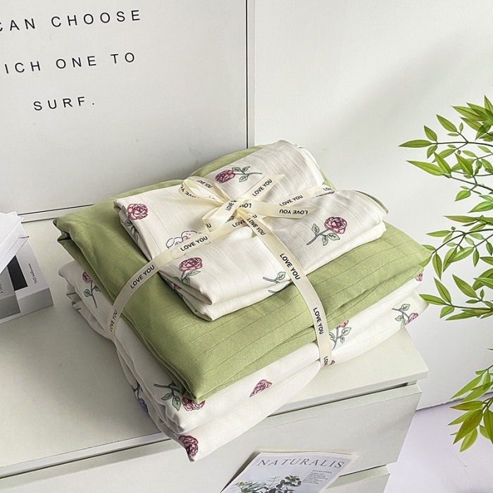 91家纺网 家纺一手货源 找家纺 （总）寐时代 2023新款有氧提花双层纱四件套