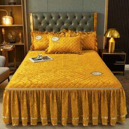 91家纺网 家纺一手货源 找家纺 （总）恋尚 新款大豆蛋白棉天鹅绒夹棉床笠加床裙可脱卸床裙