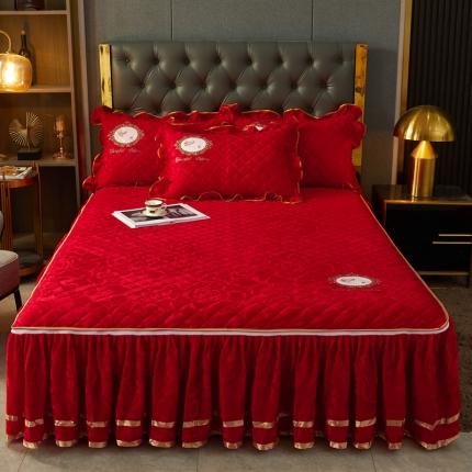 91家纺网 家纺一手货源 找家纺 （总）恋尚 新款大豆蛋白棉天鹅绒夹棉床笠加床裙可脱卸床裙