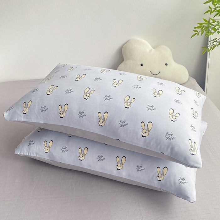 91家纺网 家纺一手货源 找家纺 寐时代 2023新款有氧提花双层纱四件套 快乐兔