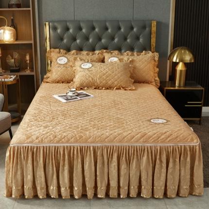 91家纺网 家纺一手货源 找家纺 （总）恋尚 新款大豆蛋白棉天鹅绒夹棉床笠加床裙可脱卸床裙