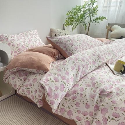 寐时代 2023新款有氧提花双层纱四件套 郁金花开