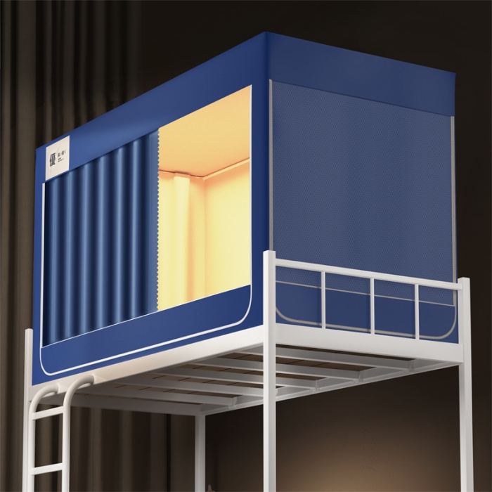 91家纺网 家纺一手货源 找家纺 佳梦 2023新款学生坐床素色遮光蚊帐 天蓝色