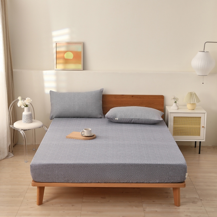 91家纺网 家纺一手货源 找家纺 大元 2025新款老粗布单品床笠 床笠-灰太狼