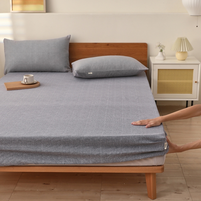 91家纺网 家纺一手货源 找家纺 大元 2025新款老粗布单品床笠 床笠-灰太狼