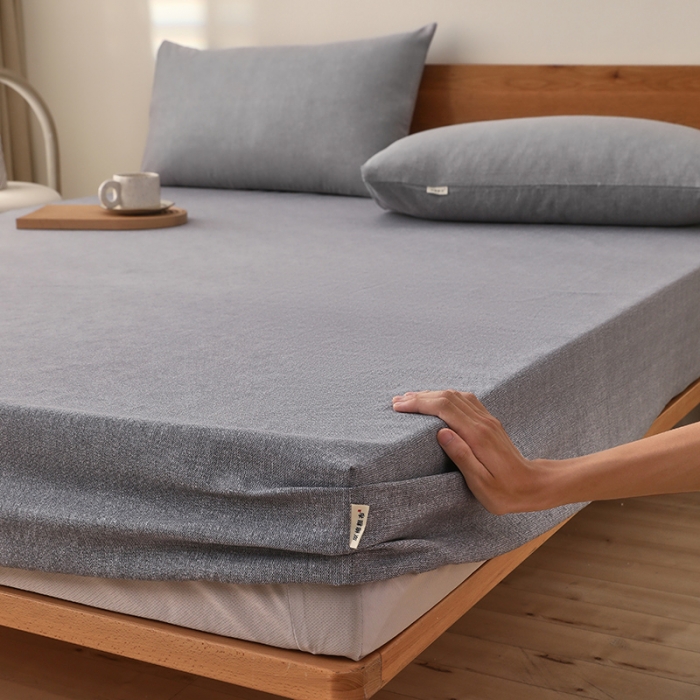 91家纺网 家纺一手货源 找家纺 大元 2025新款老粗布单品床笠 床笠-灰太狼