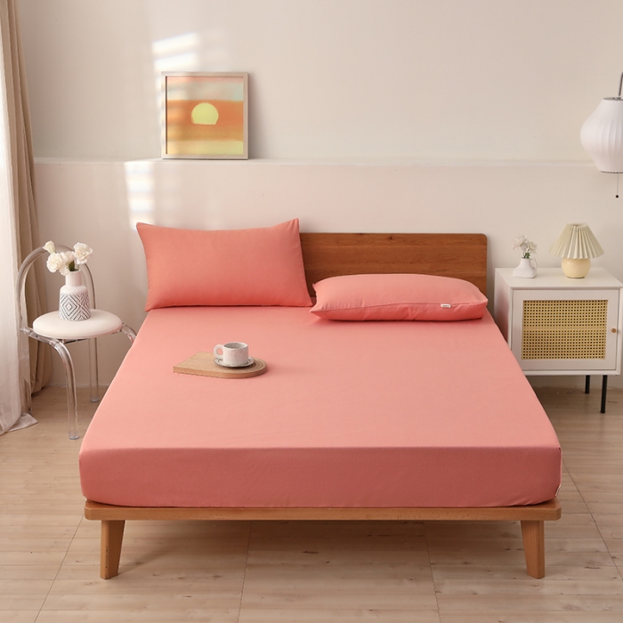 91家纺网 家纺一手货源 找家纺 大元 2025新款老粗布单品床笠 床笠-嫩粉