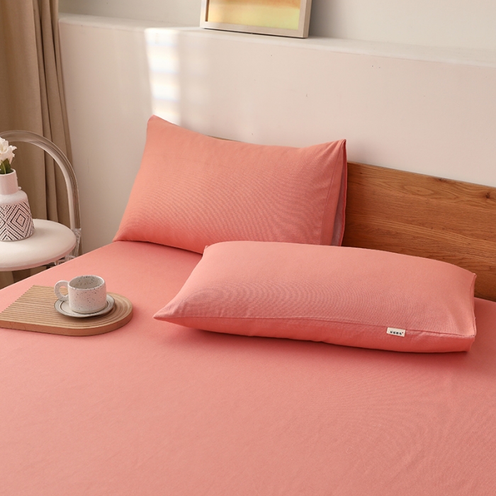 91家纺网 家纺一手货源 找家纺 大元 2025新款老粗布单品床笠 床笠-嫩粉