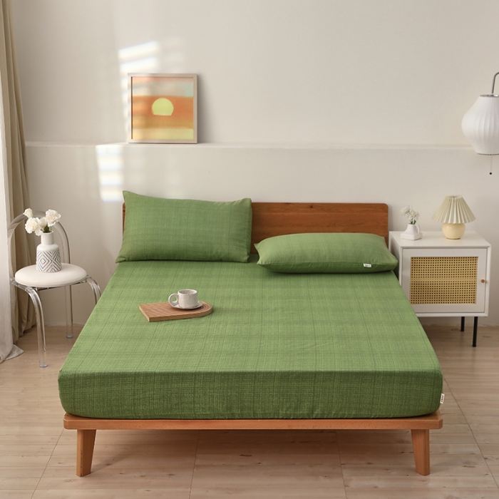 91家纺网 家纺一手货源 找家纺 大元 2025新款老粗布单品床笠 床笠-嫩绿