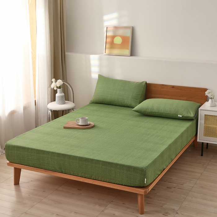 91家纺网 家纺一手货源 找家纺 大元 2025新款老粗布单品床笠 床笠-嫩绿