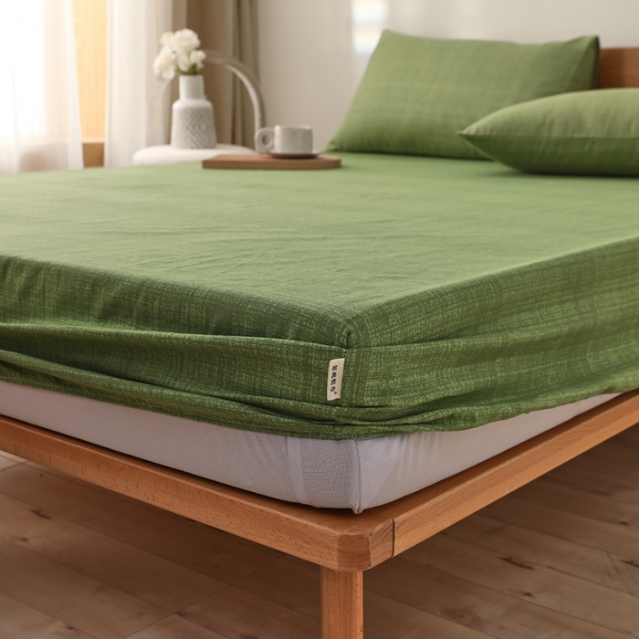 91家纺网 家纺一手货源 找家纺 大元 2025新款老粗布单品床笠 床笠-嫩绿