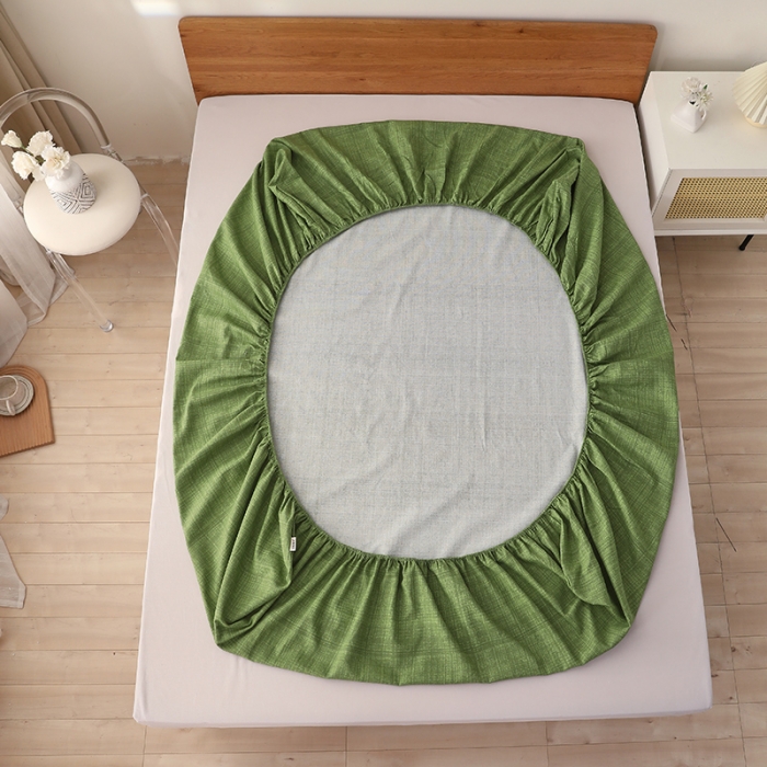 91家纺网 家纺一手货源 找家纺 大元 2025新款老粗布单品床笠 床笠-嫩绿