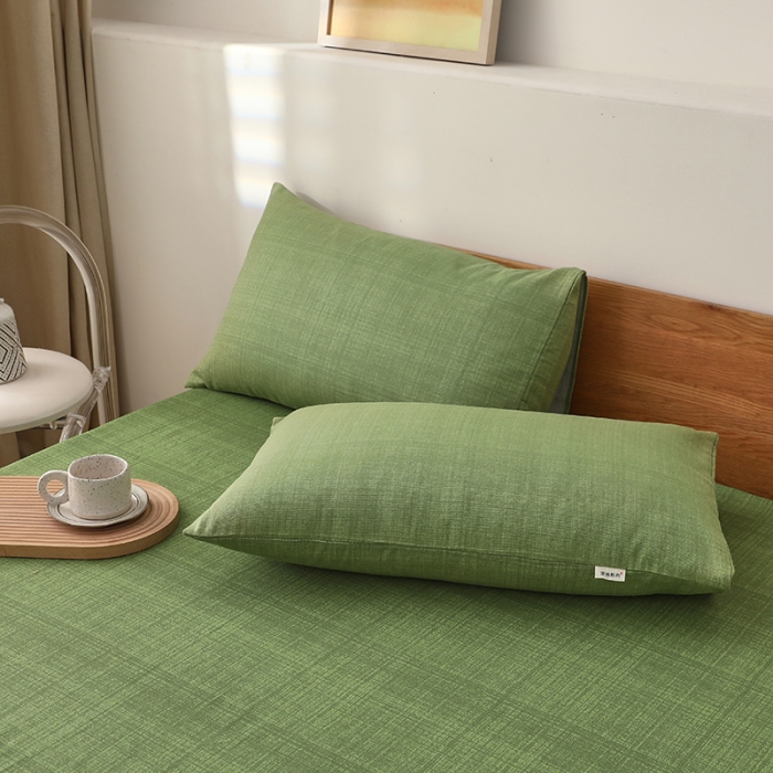 91家纺网 家纺一手货源 找家纺 大元 2025新款老粗布单品床笠 床笠-嫩绿