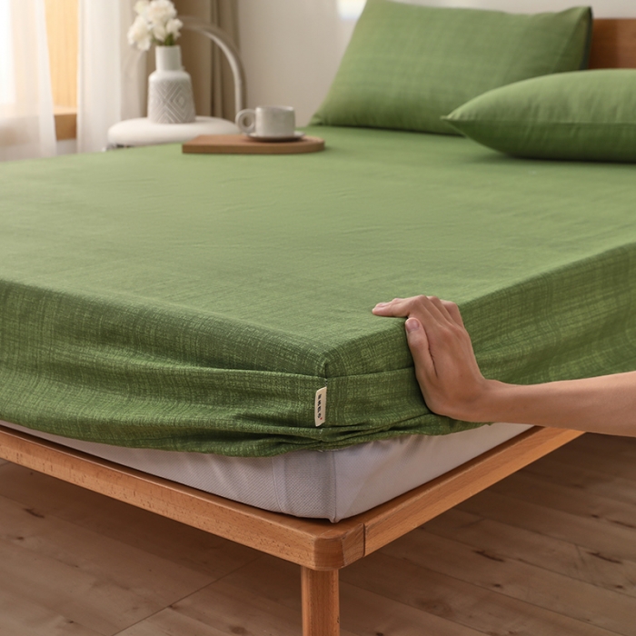 91家纺网 家纺一手货源 找家纺 大元 2025新款老粗布单品床笠 床笠-嫩绿