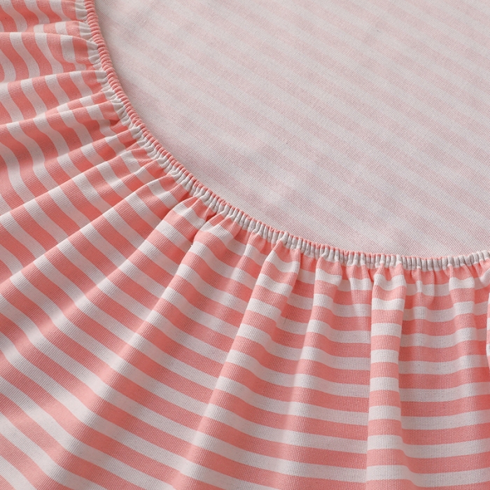 91家纺网 家纺一手货源 找家纺 大元 2025新款老粗布单品床笠 床笠-条纹粉