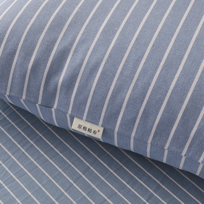 91家纺网 家纺一手货源 找家纺 大元 2025新款老粗布单品床笠 床笠-条纹蓝