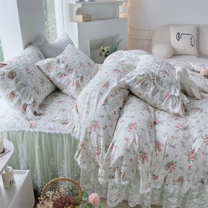 91家纺网 家纺一手货源 找家纺 （总）菊上 2023新款秋冬新品宫廷风皇冠蕾丝全棉床裙四件套系列