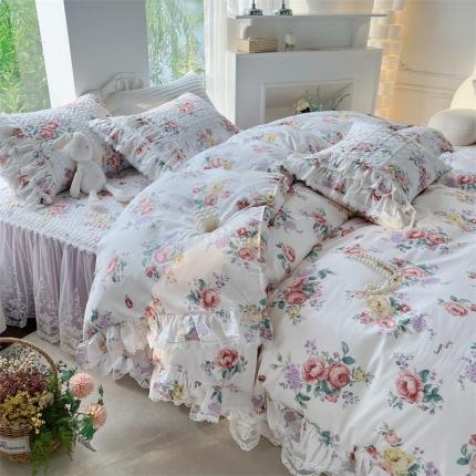 91家纺网 家纺一手货源 找家纺 （总）菊上 2023新款秋冬新品宫廷风皇冠蕾丝全棉床裙四件套系列