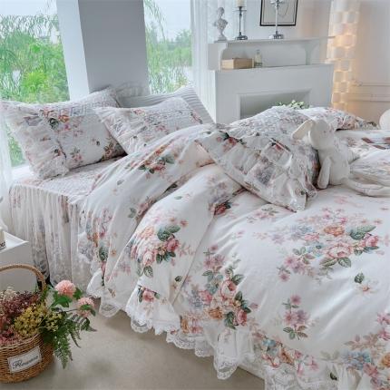 91家纺网 家纺一手货源 找家纺 （总）菊上 2023新款秋冬新品宫廷风皇冠蕾丝全棉床裙四件套系列