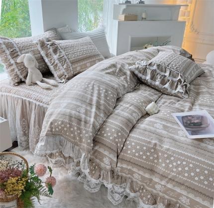 91家纺网 家纺一手货源 找家纺 （总）菊上 2023新款秋冬新品宫廷风皇冠蕾丝全棉床裙四件套系列