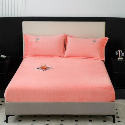 91家纺网 家纺一手货源 找家纺 （总）新款230克高克重肌理纹绣花牛奶绒单床笠