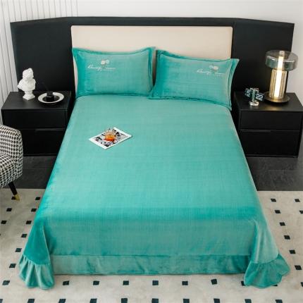 91家纺网 家纺一手货源 找家纺 （总）新款230克纯色加厚肌理纹牛奶绒单床单