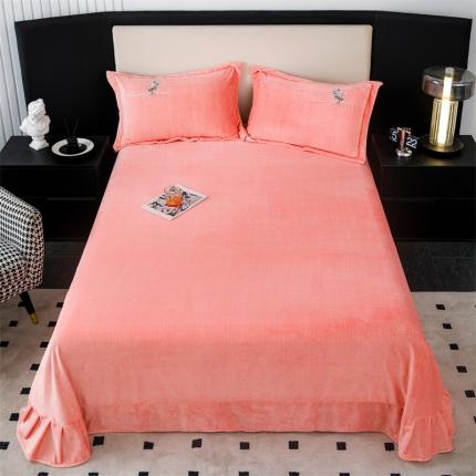 新款230克纯色加厚肌理纹牛奶绒单床单 肌理纹绣花-玉