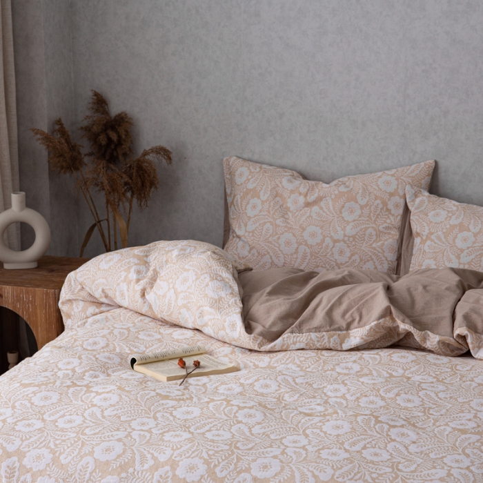 91家纺网 家纺一手货源 找家纺 （总）安莱生活 2023新款双层纱基础款凤尾花语系列四件套