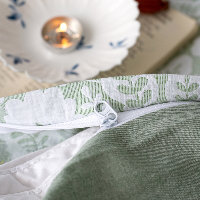 91家纺网 家纺一手货源 找家纺 安莱生活 2023新款双层纱基础款凤尾花语系列四件套 凤尾花语-嫩绿