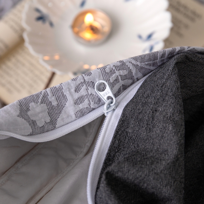 91家纺网 家纺一手货源 找家纺 安莱生活 2023新款双层纱基础款凤尾花语系列四件套 凤尾花语-深灰