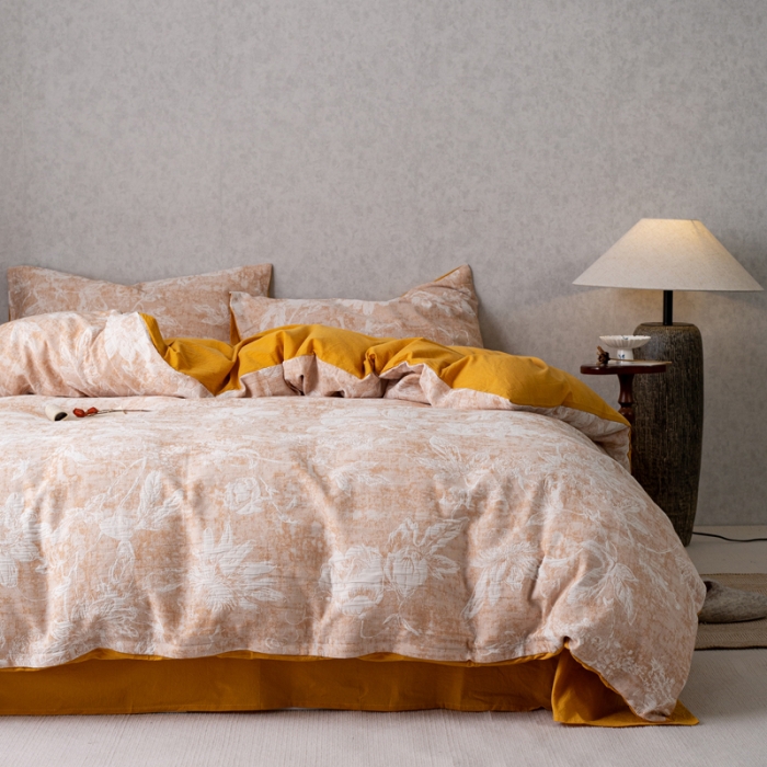 91家纺网 家纺一手货源 找家纺 （总）安莱生活 2023新款双层纱基础蔷薇玫瑰系列四件套