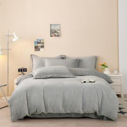 91家纺网 家纺一手货源 找家纺 （总）新款230肌理纹纯色牛奶绒四件套定做定制尺寸