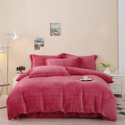 91家纺网 家纺一手货源 找家纺 （总）新款230肌理纹纯色牛奶绒四件套定做定制尺寸