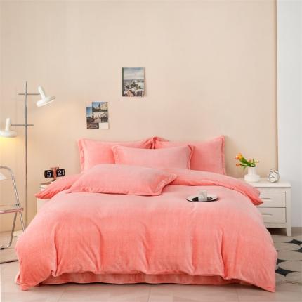 91家纺网 家纺一手货源 找家纺 （总）新款230肌理纹纯色牛奶绒四件套定做定制尺寸