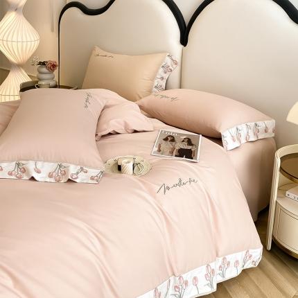 91家纺网 家纺一手货源 找家纺 （总）理想家家纺 2023新款郁金香系列13372全棉刺绣四件套