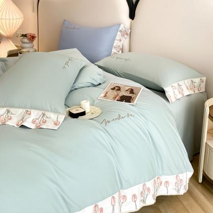 91家纺网 家纺一手货源 找家纺 （总）理想家家纺 2023新款郁金香系列13372全棉刺绣四件套