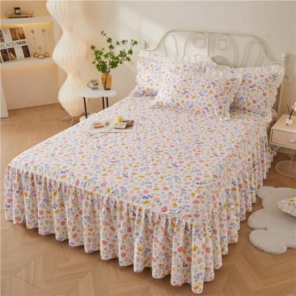 91家纺网 家纺一手货源 找家纺 十个点 2024新款小清新全棉单床裙 初遇