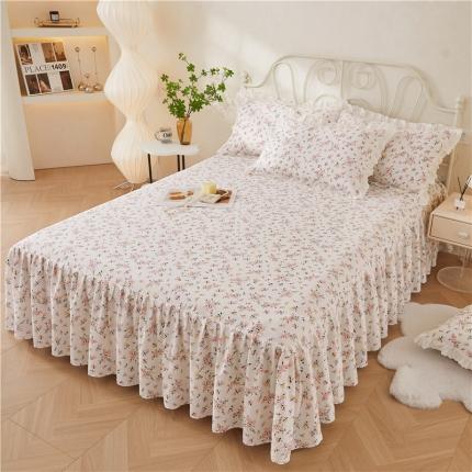 91家纺网 家纺一手货源 找家纺 十个点 2024新款小清新全棉单床裙 好事花生