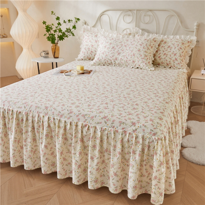 91家纺网 家纺一手货源 找家纺 （总）十个点 2024新款小清新全棉单床裙