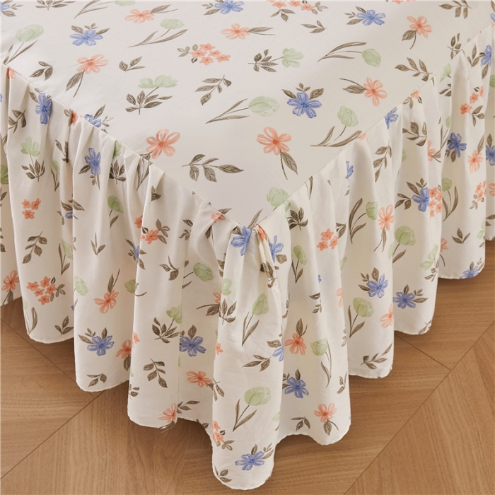 91家纺网 家纺一手货源 找家纺 十个点 2024新款小清新全棉单床裙 白露