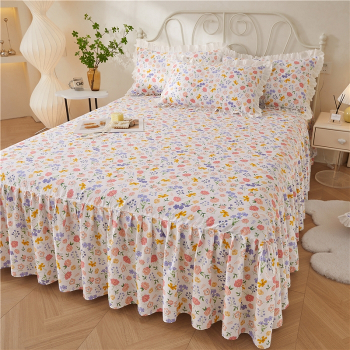 91家纺网 家纺一手货源 找家纺 十个点 2024新款小清新全棉单床裙 初遇