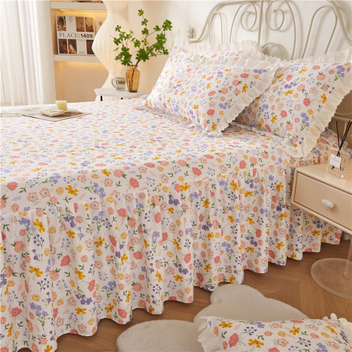 91家纺网 家纺一手货源 找家纺 十个点 2024新款小清新全棉单床裙 初遇