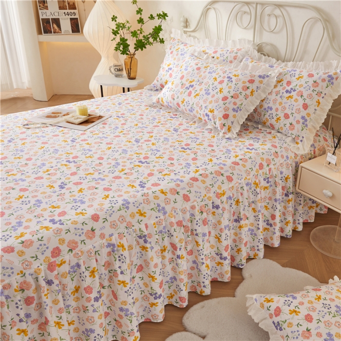 91家纺网 家纺一手货源 找家纺 十个点 2024新款小清新全棉单床裙 初遇