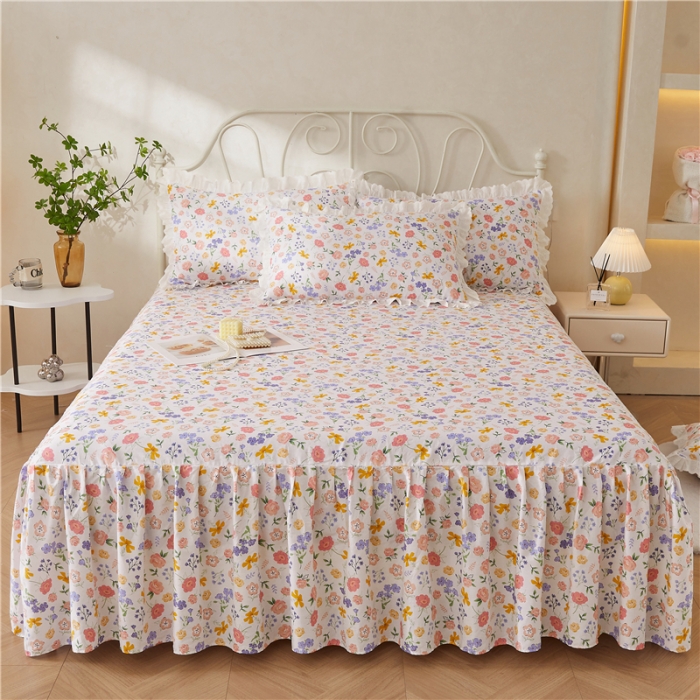 91家纺网 家纺一手货源 找家纺 十个点 2024新款小清新全棉单床裙 初遇