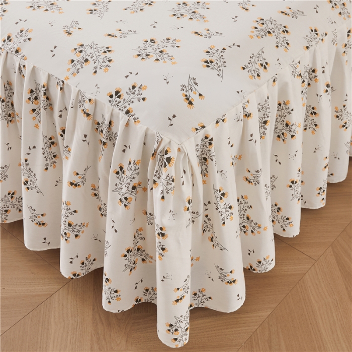 91家纺网 家纺一手货源 找家纺 十个点 2024新款小清新全棉单床裙 大吉大利